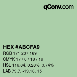 Color code: HEX #ABCFA9 | qconv.com