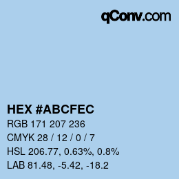 Color code: HEX #ABCFEC | qconv.com