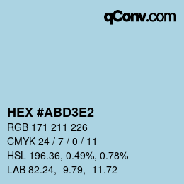 Farbcode: HEX #ABD3E2 | qconv.com