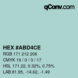 颜色代码: HEX #ABD4CE | qconv.com