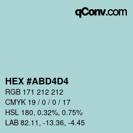 颜色代码: HEX #ABD4D4 | qconv.com