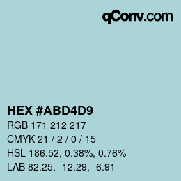 颜色代码: HEX #ABD4D9 | qconv.com