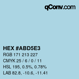Farbcode: HEX #ABD5E3 | qconv.com
