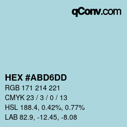 カラーコード: HEX #ABD6DD | qconv.com