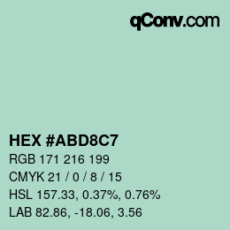 颜色代码: HEX #ABD8C7 | qconv.com