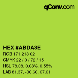 カラーコード: HEX #ABDA3E | qconv.com