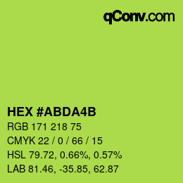 カラーコード: HEX #ABDA4B | qconv.com