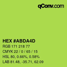 カラーコード: HEX #ABDA4D | qconv.com