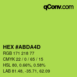 Color code: HEX #ABDA4D | qconv.com