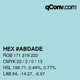 Color code: HEX #ABDADE | qconv.com