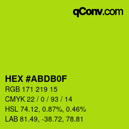 カラーコード: HEX #ABDB0F | qconv.com