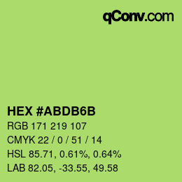 カラーコード: HEX #ABDB6B | qconv.com