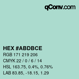 カラーコード: HEX #ABDBCE | qconv.com