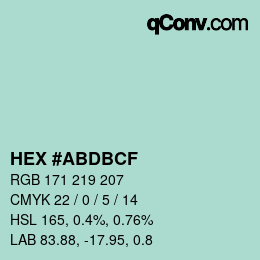 Farbcode: HEX #ABDBCF | qconv.com