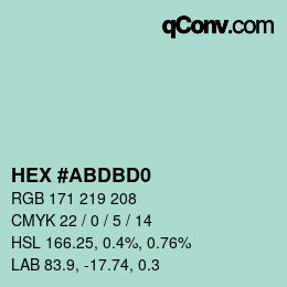 カラーコード: HEX #ABDBD0 | qconv.com