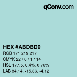 Farbcode: HEX #ABDBD9 | qconv.com