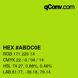 Color code: HEX #ABDC0E | qconv.com