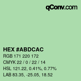 カラーコード: HEX #ABDCAC | qconv.com