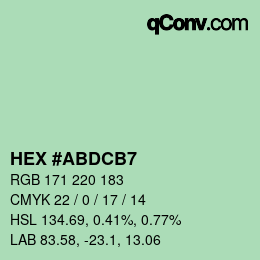 カラーコード: HEX #ABDCB7 | qconv.com
