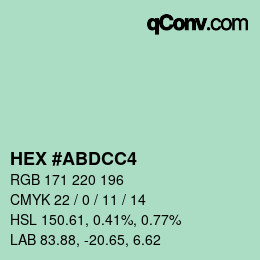 カラーコード: HEX #ABDCC4 | qconv.com