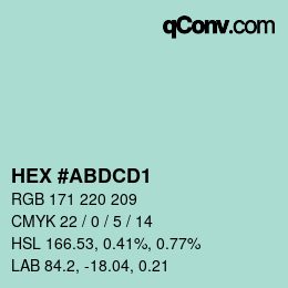 颜色代码: HEX #ABDCD1 | qconv.com