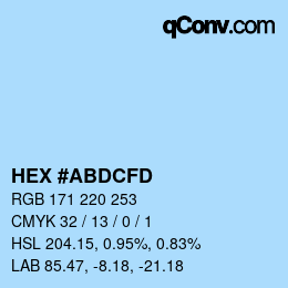 颜色代码: HEX #ABDCFD | qconv.com