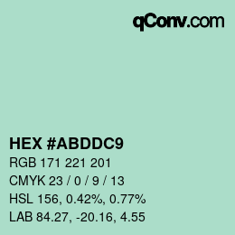 カラーコード: HEX #ABDDC9 | qconv.com