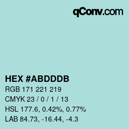 カラーコード: HEX #ABDDDB | qconv.com