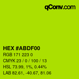 颜色代码: HEX #ABDF00 | qconv.com