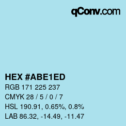 カラーコード: HEX #ABE1ED | qconv.com