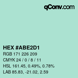 颜色代码: HEX #ABE2D1 | qconv.com