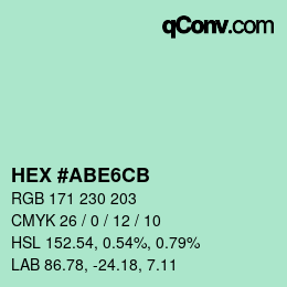 Código de color: HEX #ABE6CB | qconv.com