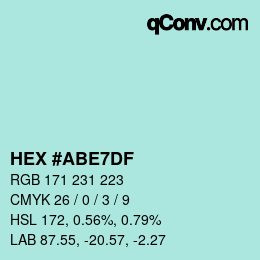 Color code: HEX #ABE7DF | qconv.com