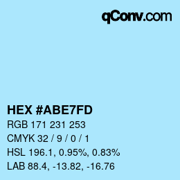 カラーコード: HEX #ABE7FD | qconv.com