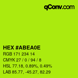 Color code: HEX #ABEA0E | qconv.com