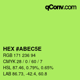 Color code: HEX #ABEC5E | qconv.com