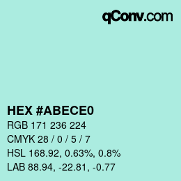 Color code: HEX #ABECE0 | qconv.com