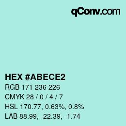 カラーコード: HEX #ABECE2 | qconv.com