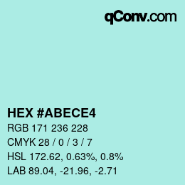 Color code: HEX #ABECE4 | qconv.com