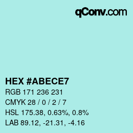 カラーコード: HEX #ABECE7 | qconv.com