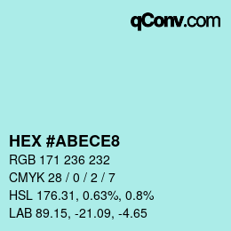 Color code: HEX #ABECE8 | qconv.com