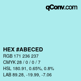 颜色代码: HEX #ABECED | qconv.com