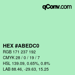 Color code: HEX #ABEDC0 | qconv.com