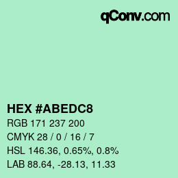 颜色代码: HEX #ABEDC8 | qconv.com