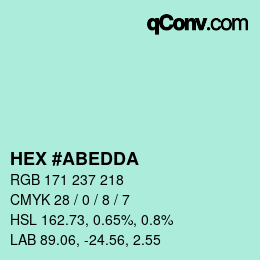 颜色代码: HEX #ABEDDA | qconv.com
