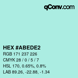 颜色代码: HEX #ABEDE2 | qconv.com