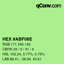 Color code: HEX #ABF08E | qconv.com