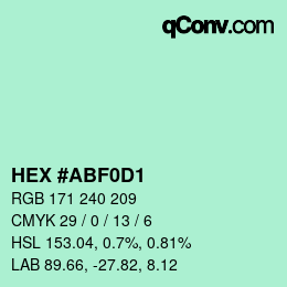 Color code: HEX #ABF0D1 | qconv.com