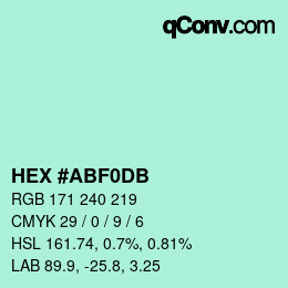 Color code: HEX #ABF0DB | qconv.com
