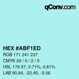 Color code: HEX #ABF1ED | qconv.com